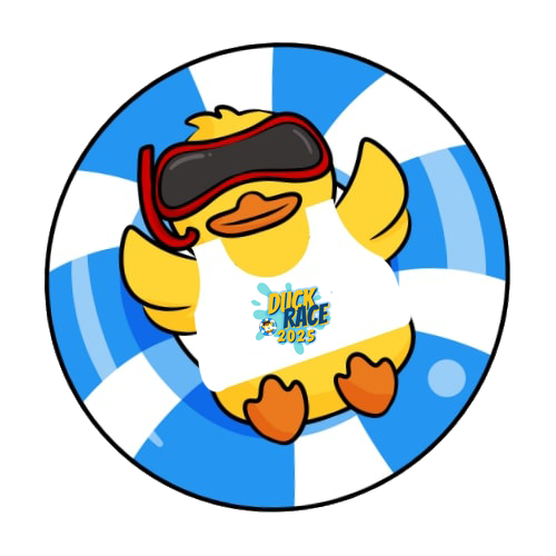 Duck mascot in inner tube